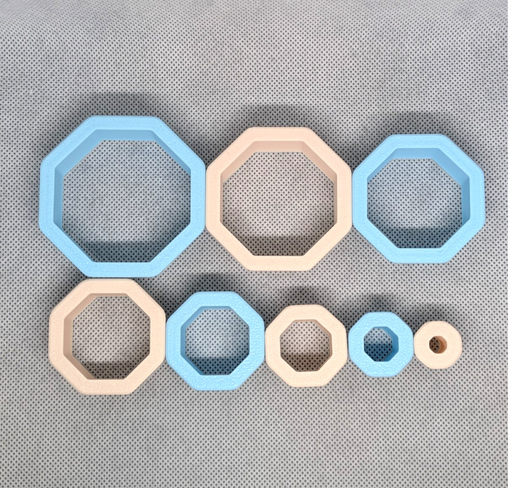 Octagon Clay Cutter Shape Set ~ Polymer Crafting Tool ~ Stackable Outline