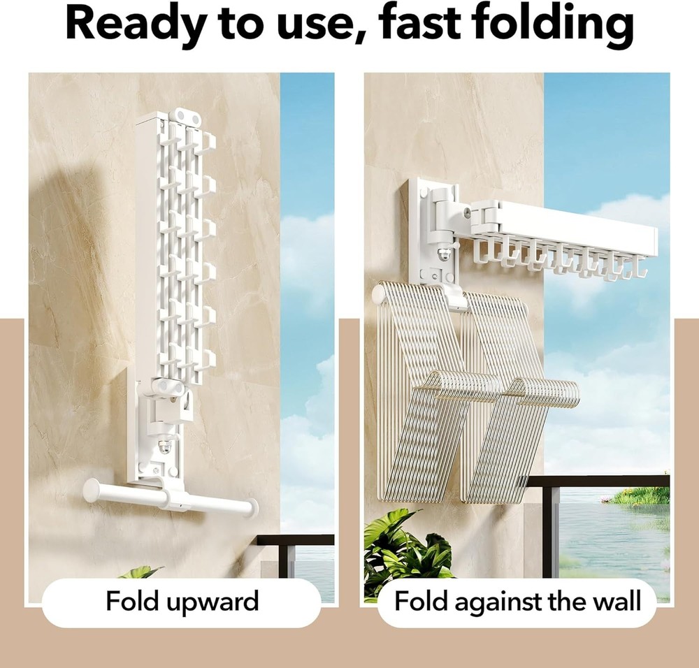 Wall Mounted Clothes Hanger,Clothes Drying Rack,Laundry Drying Rack,Clothes R...