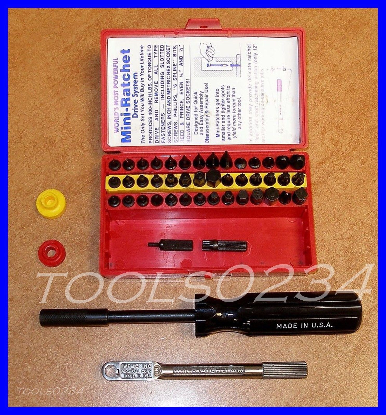 WFMC WF-4-52 52 Pc Super Deluxe Mini Ratchet Tool Bit Set Kit Wadsworth Falls