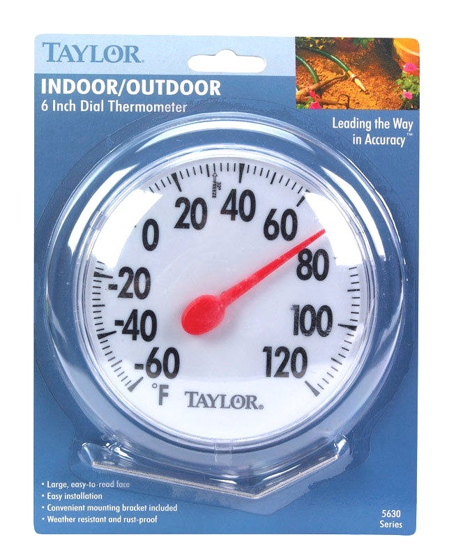 6" TAYLOR Indoor Outdoor Round Dial Thermometer w/ Mounting Bracket #5630