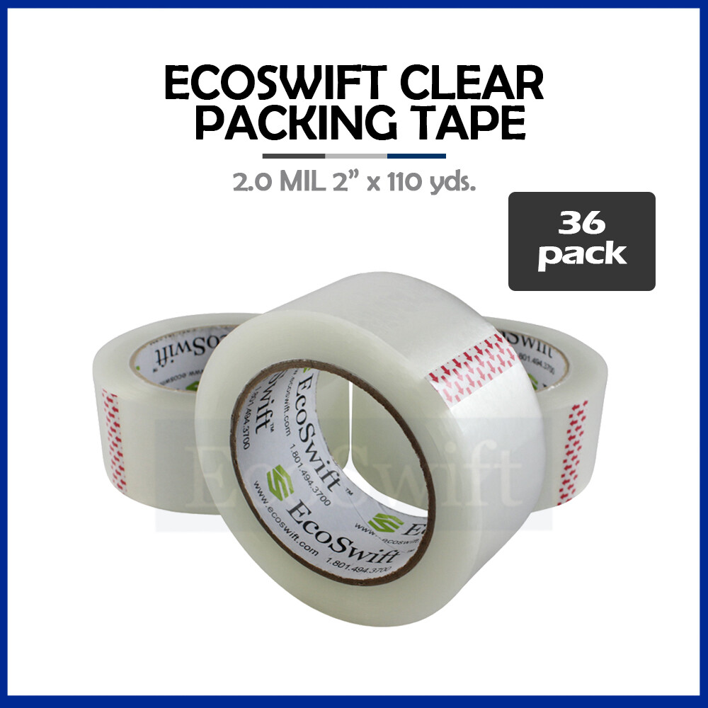 36 ROLLS EcoSwift Carton Box Packaging Packing Tape 2mil 2" x 110 yard (330 ft)