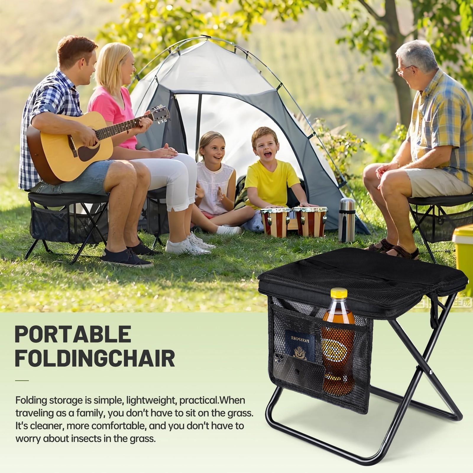 Foldable Camping Backpack Stool Portable Lightweight Collapsible Chair Travel