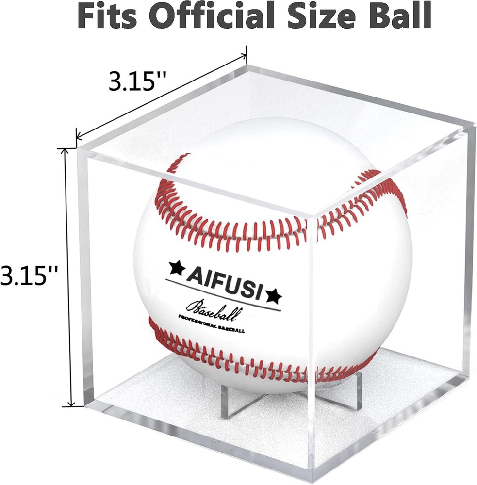 Baseball Display Case, UV Protected Acrylic Cube Holder Square Clear