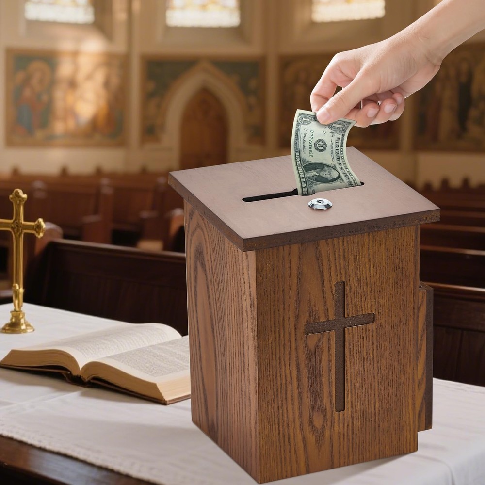 Prayer Request Box - Offering Boxes for Church, Cross Offering Box Collection...