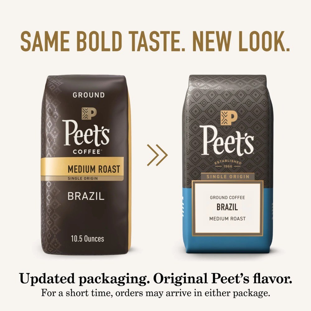 Coffee Single Origin Brazil Premium Medium Roast Ground Coffee, Arabica, 18 oz