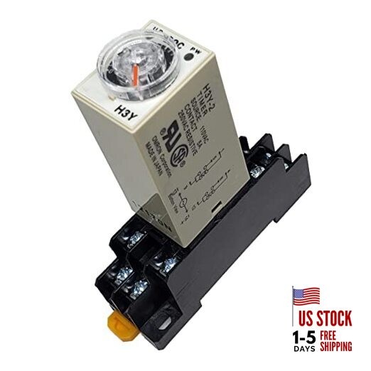 AC 110V Delay Timer Time Relay H3Y-2 0-60S Second & Base Socket DPDT (AC 110V)