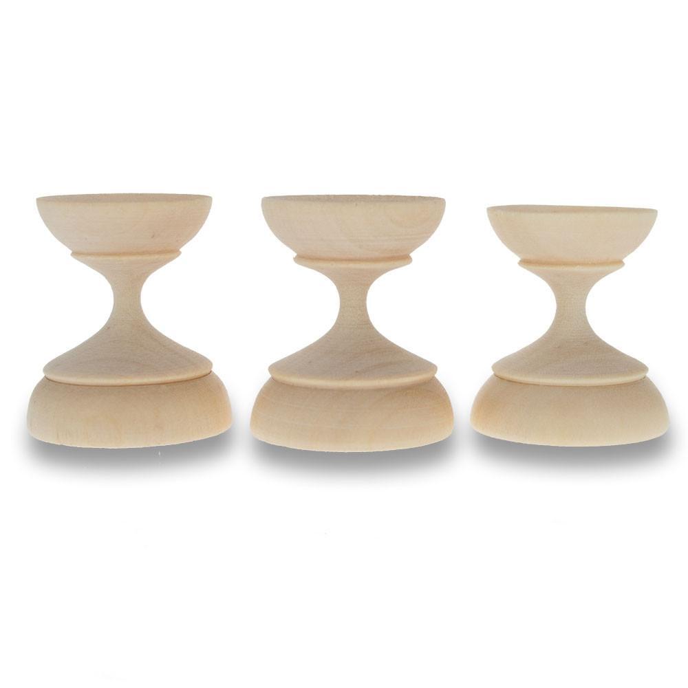 Set of 3 Unfinished Blank Wooden Ukrainian Easter Egg Stand Holder Display 1.5