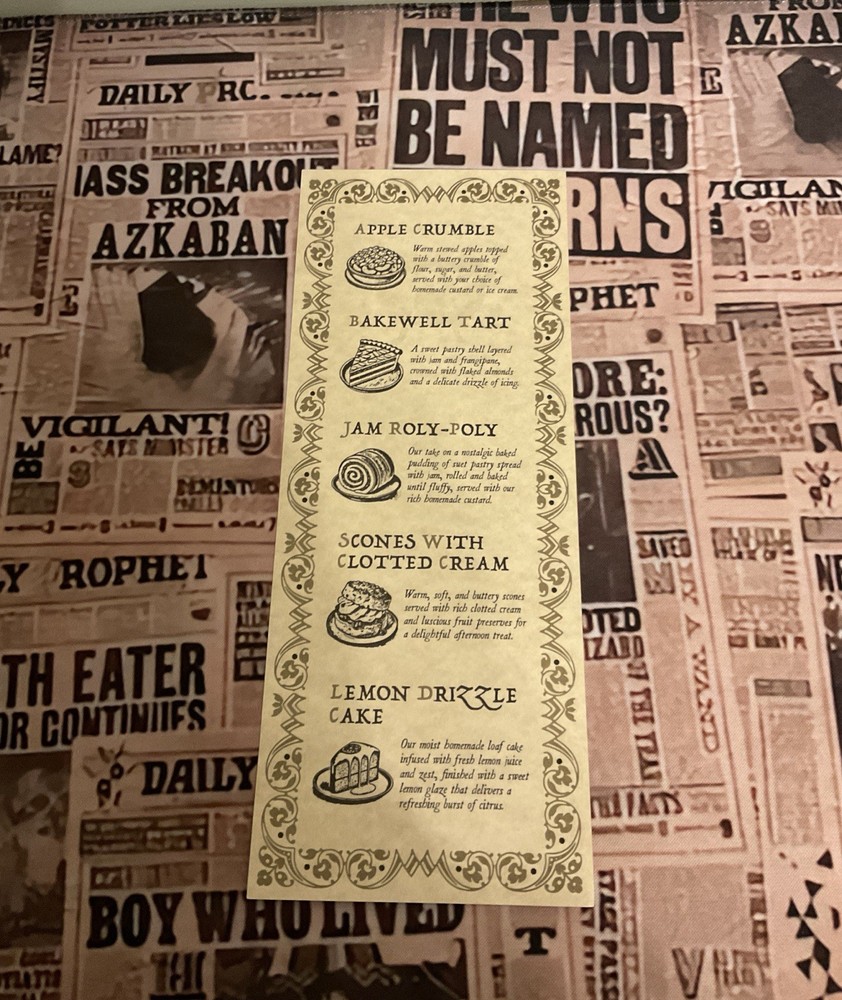 Harry Potter Copper Kettle Dessert Menu