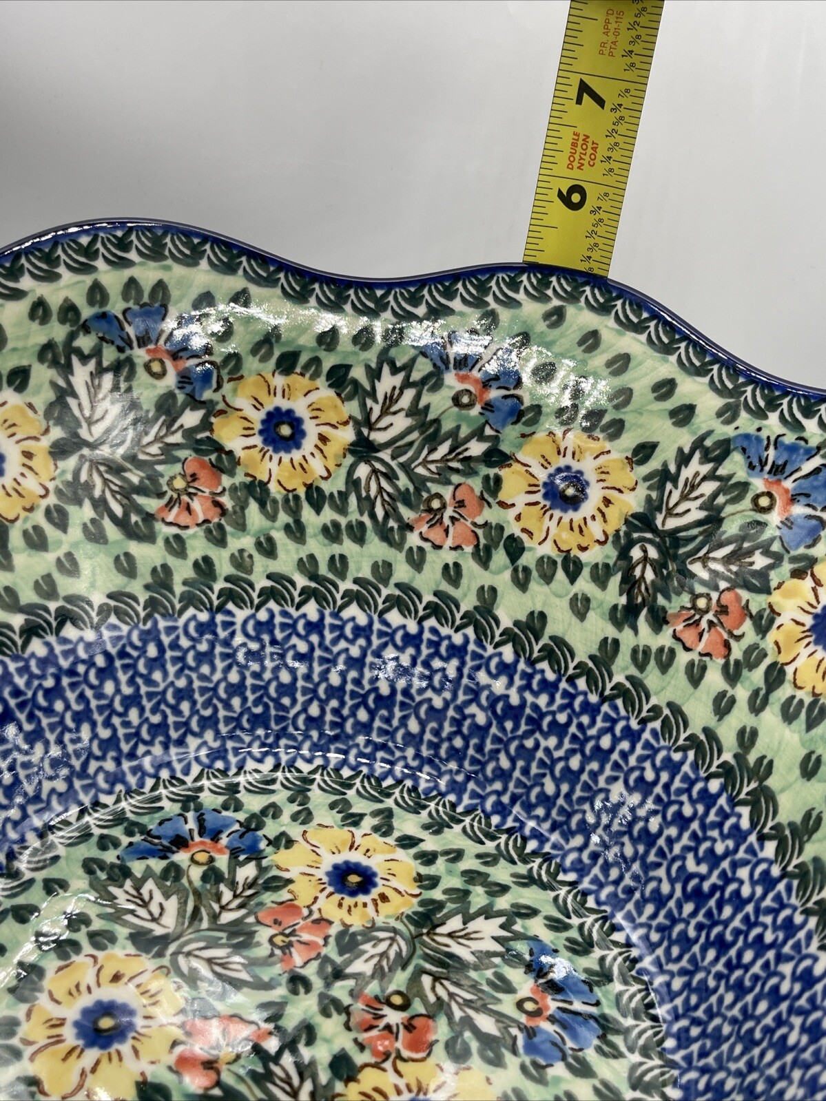 Polish Pottery Unikat L.Lenkiewicz #1975 Tulip Huge 12X5" Scalloped Serving Bowl