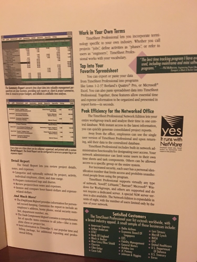 TimesSheet Professional For Windows. Unused. Includes Disks And Manuals