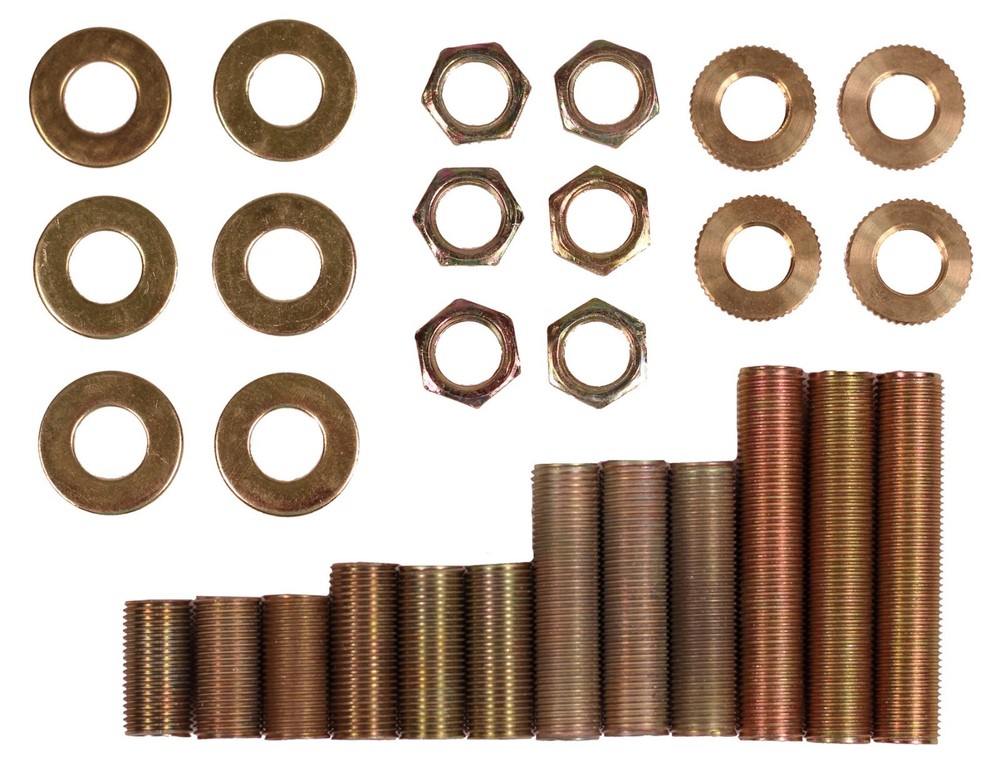 28 Pc Lamp Repair Hardware Asst, Includes Pipe Nipples, Washers, Lock Nuts