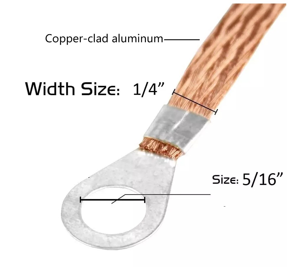 5x Engine Ground Strap Copper Cable Kit For Car Truck Firewall Engine Body Frame