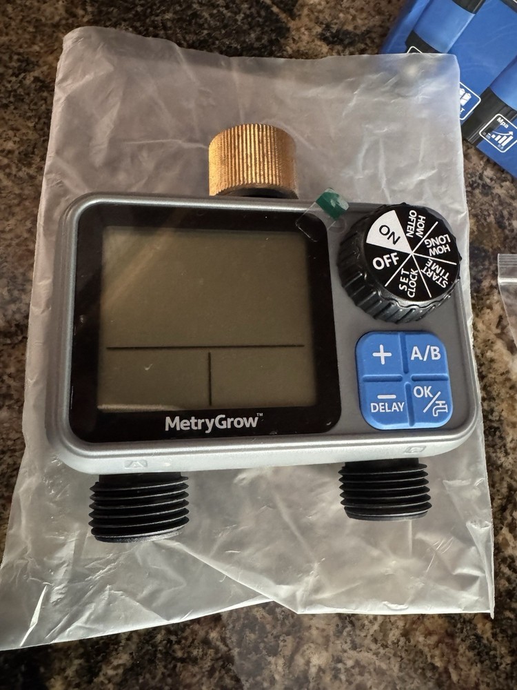 MetryGrow 2-outlet programmable water timer for automated watering