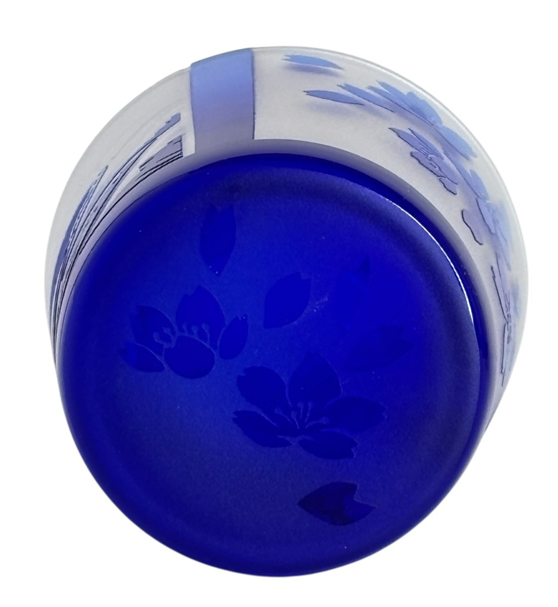 Edo Kiriko Taburo Cut Glass Sake Whiskey Glasses Mt. Fuji, Wave Mini Rock Glass