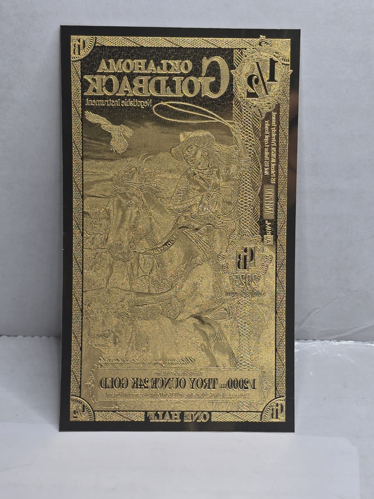 1/2 OKLAHOMA Goldback Aurum Gold Foil Note 1/2000 oz 24kt .999 Fine IN STOCK!!