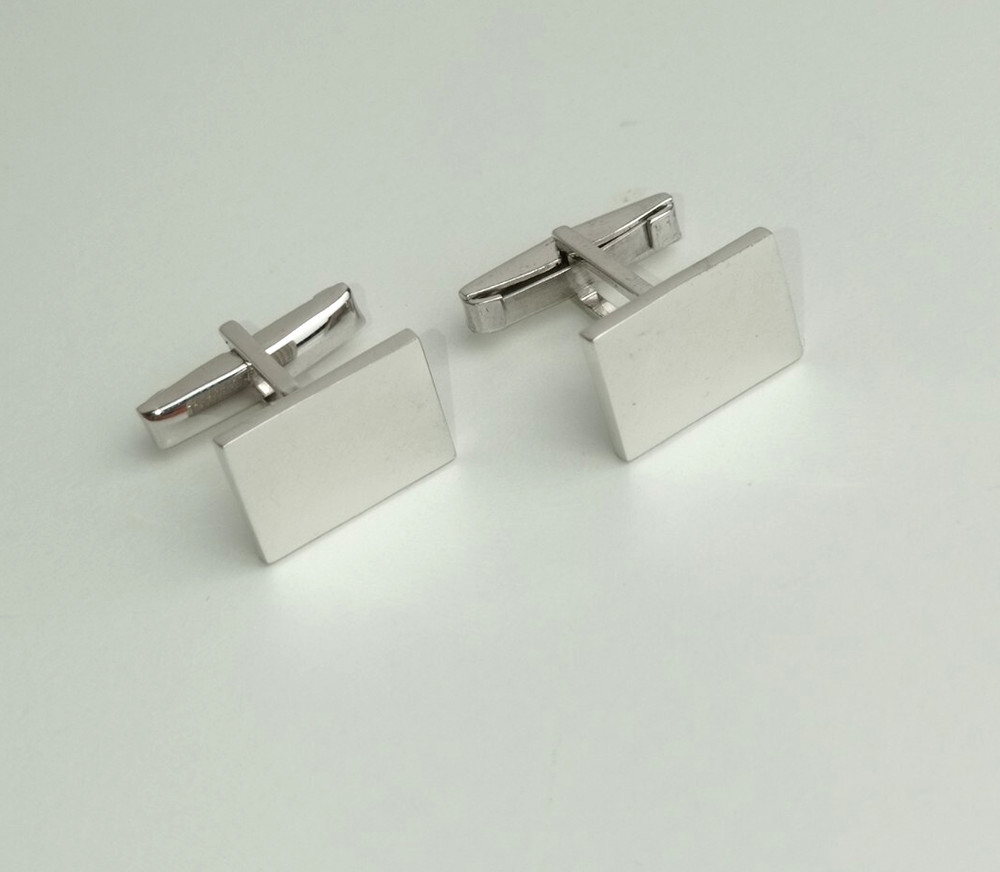 925 Silver Men's Rectangular Cufflinks Freee Gift Box