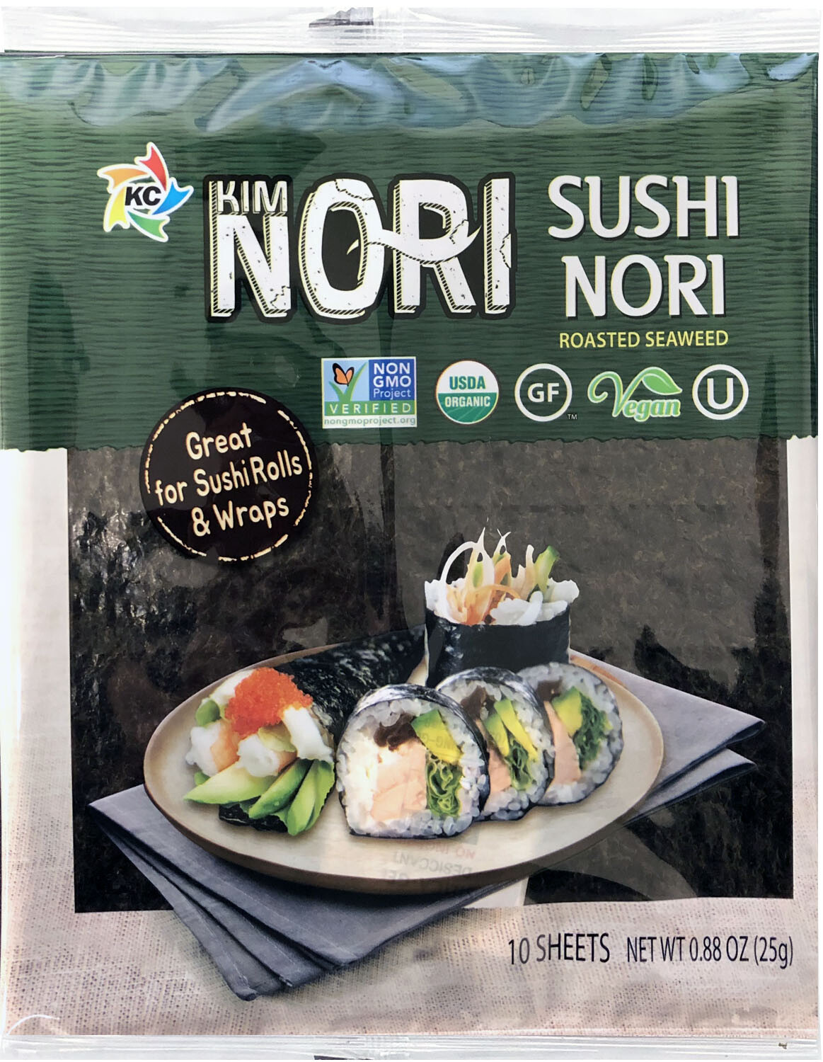 Kosher Organic 10 Sheet Kimnori Sushi Nori Roasted Seaweed Rolls Wraps Laver
