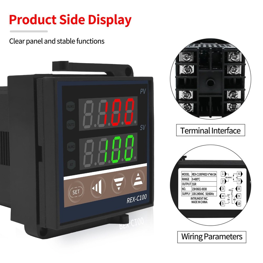 PID Temperature Controller Kit High Voltage 100ACV to 240ACV Comes with 40A D...