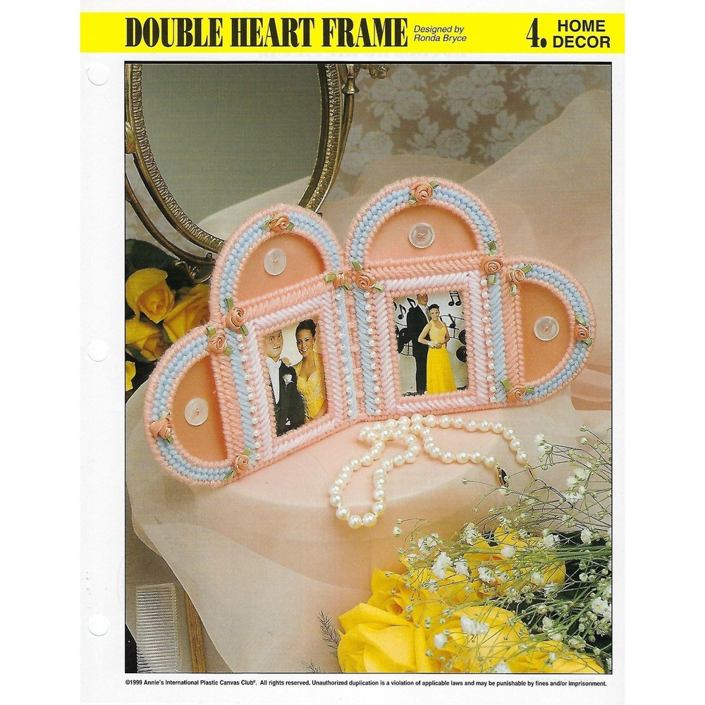 Double Heart Frame Plastic Canvas Pattern Annie's International Pattern Club