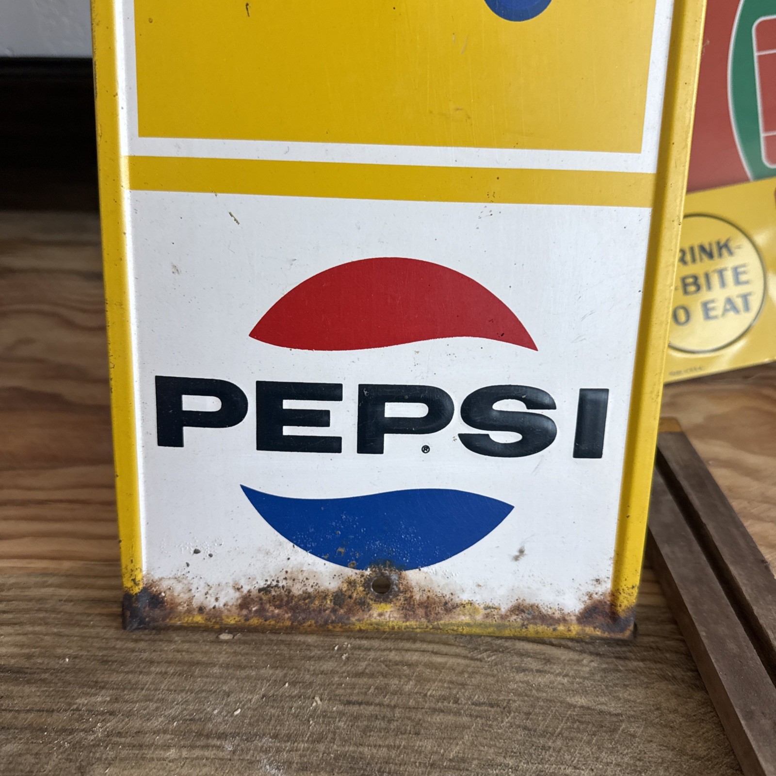 Vintage "Say Pepsi Please" 28" Tall Wall Thermometer Yellow