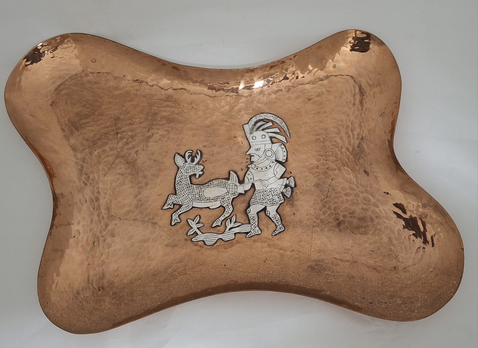 Peruvian Sterling Silver & Hammered Copper Biomorphic Tray