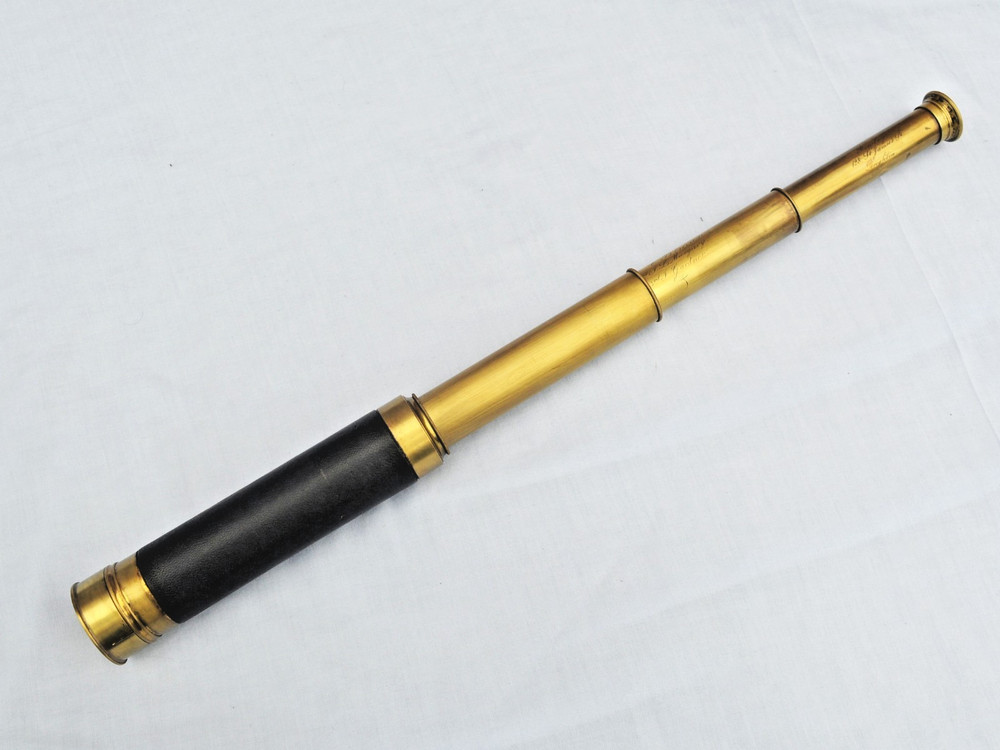 Three draw brass telescope - Rowley, Brighton.