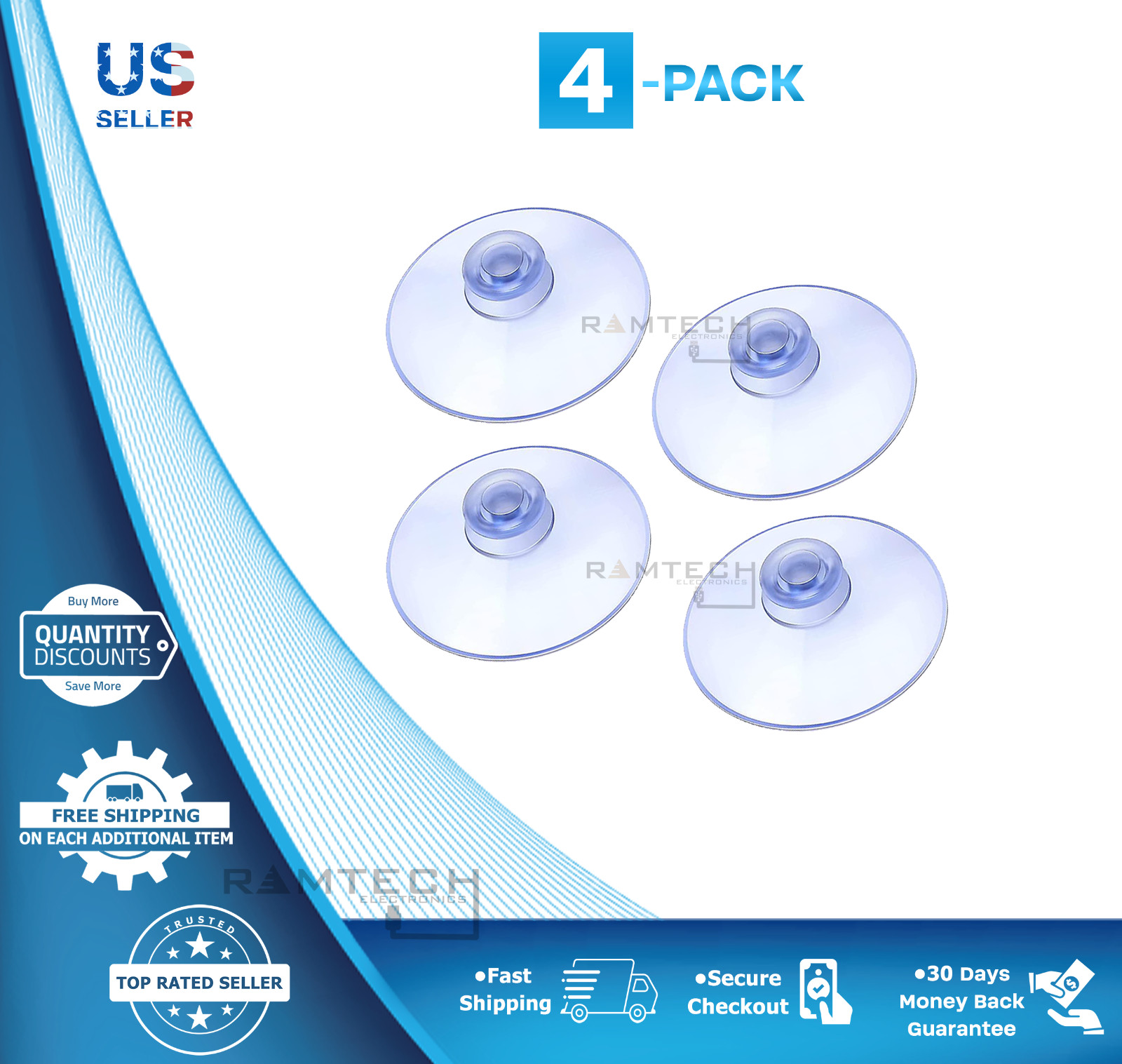 4-Pack Car Windshield Suction Cups Replacement for Small Mini EZ Pass Clip Toll