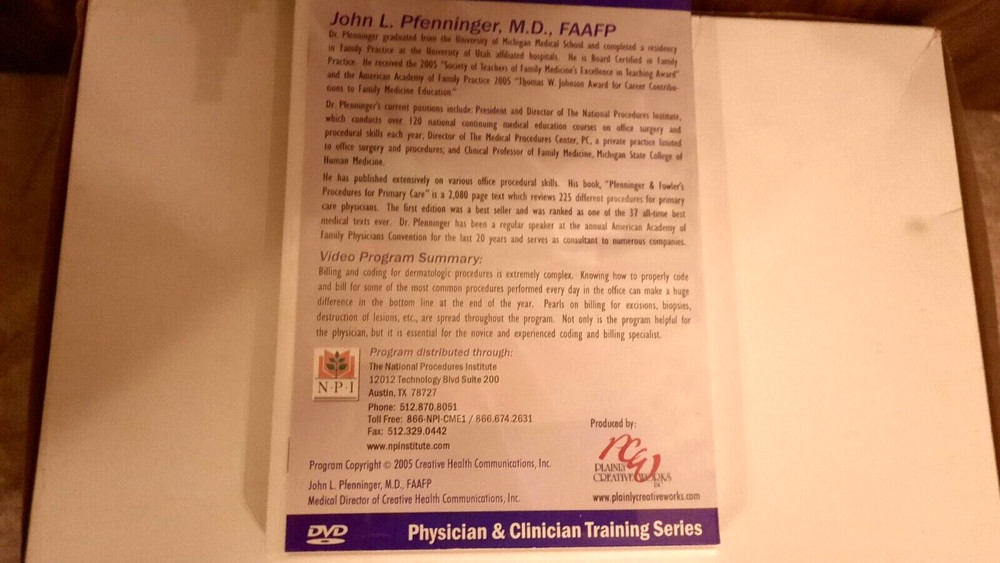 Billing/Coding for Dermatologic Procedures: Guide, Presentation, Education, DVD