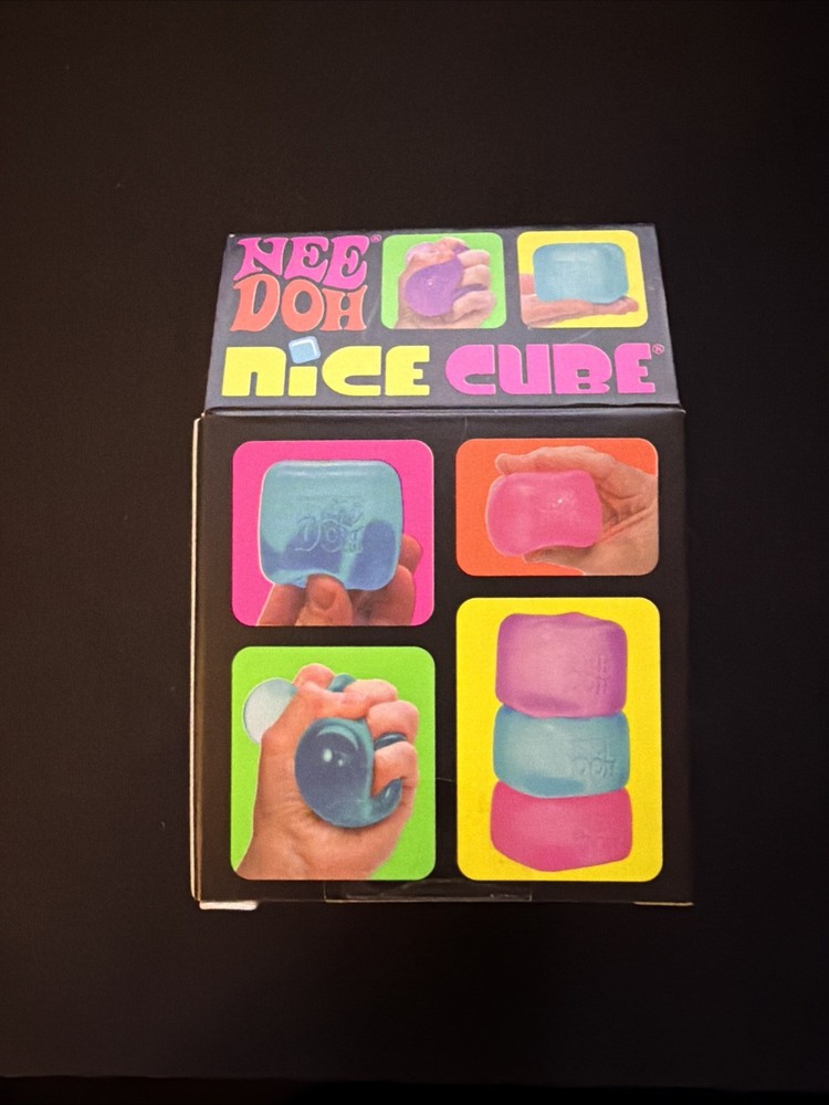 Schylling NeeDoh Nice Cube BLUE Sensory Squeeze Toy Super Solid Squish AUTHENTIC