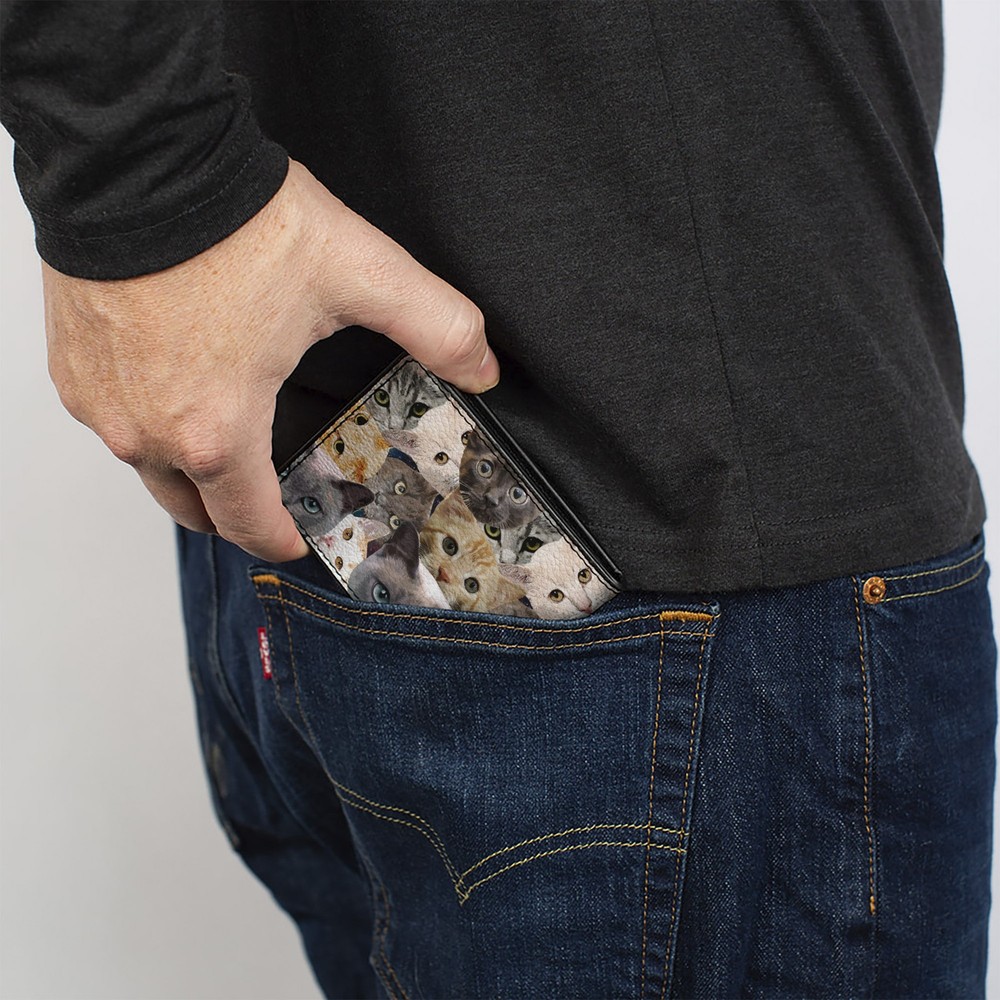 Bi-Fold Wallet Cat Faces Stacked