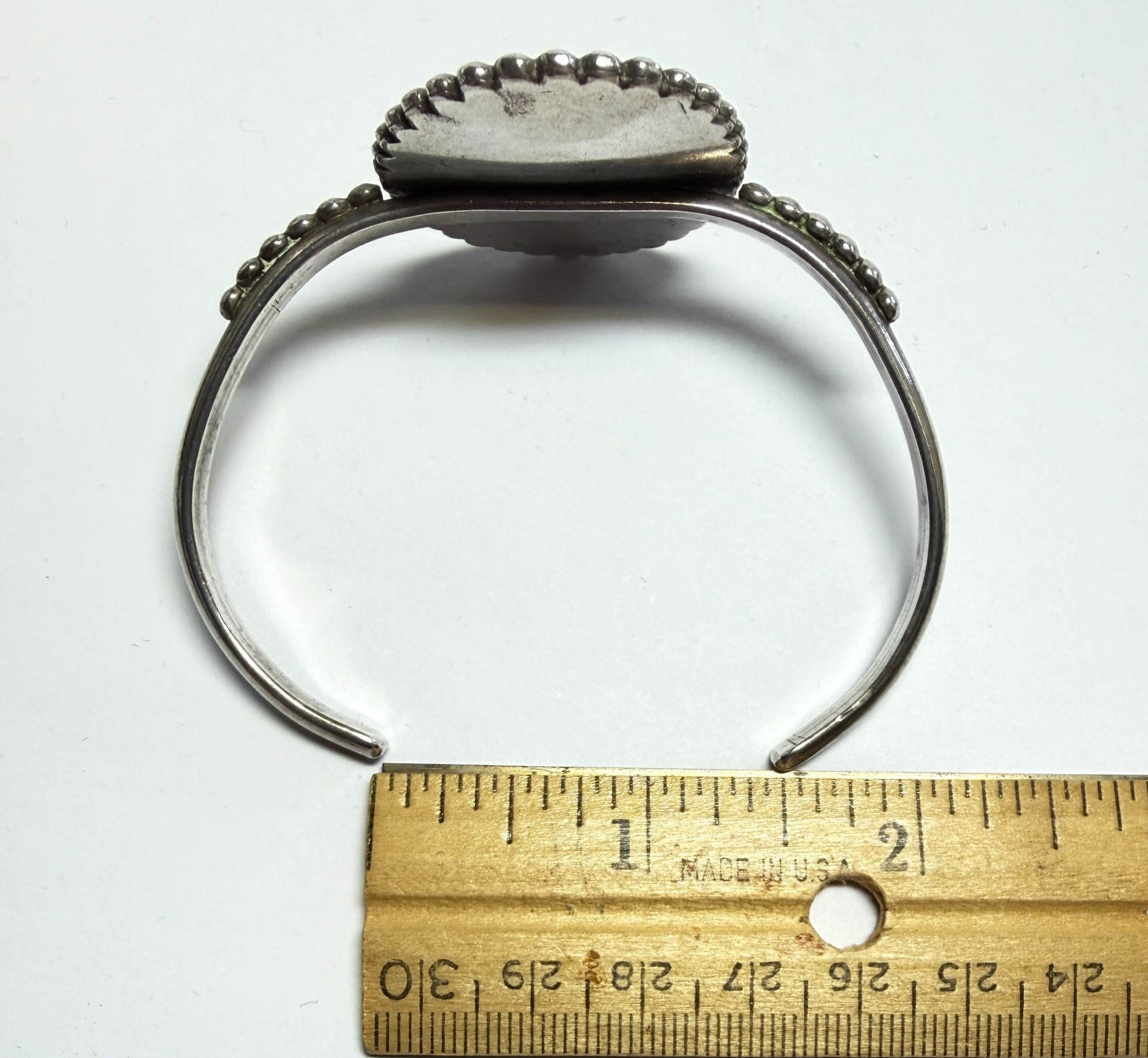 Native American Navajo? Sterling Green Turquoise Cuff Bracelet Old Pawn Vintage