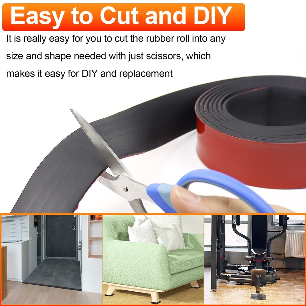 Adhesive Rubber Strips Neoprene Rubber Sheet, Solid Sheets Rolls for Pads, Cr...