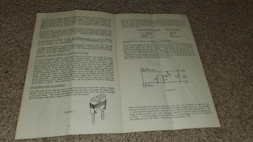 Original Sencore Model FE14 and FE16 Field Effect Meter Manual