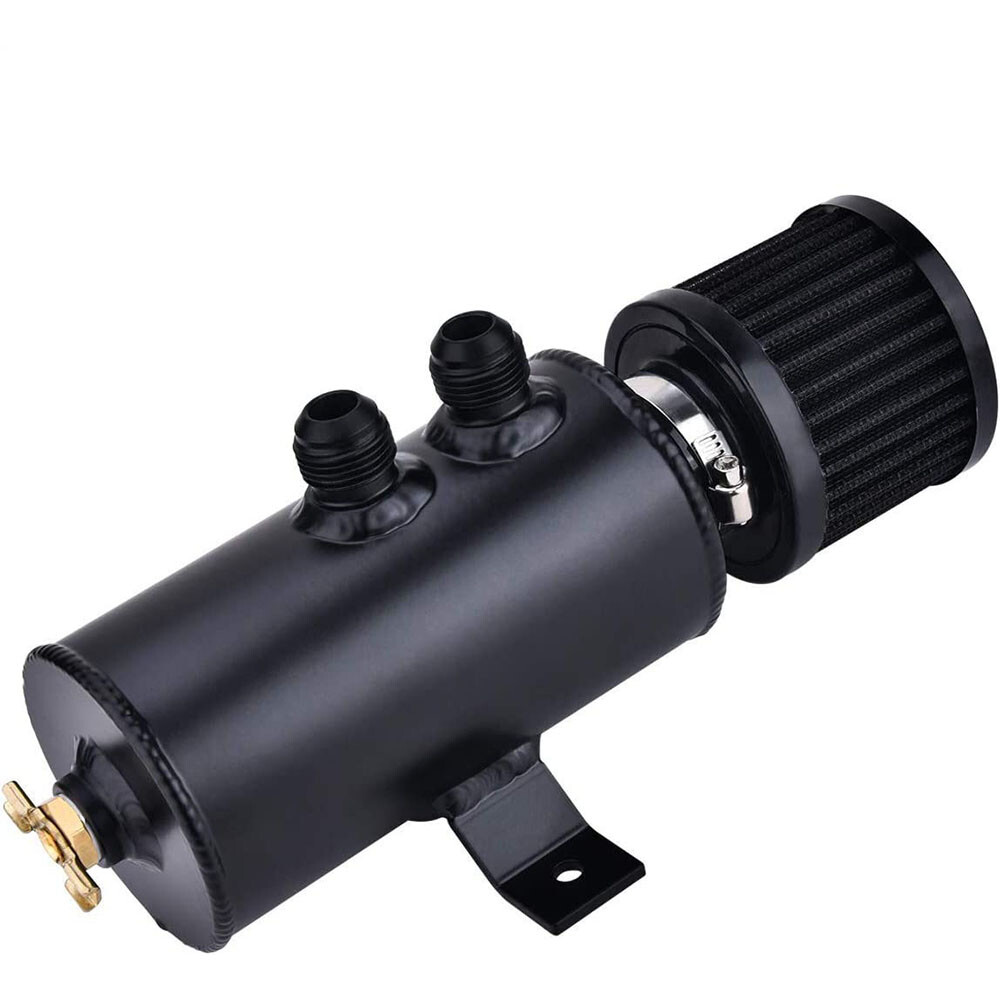 Universal Oil Catch Can Kit Reservoir Baffled Tank with Breather Filter Aluminum