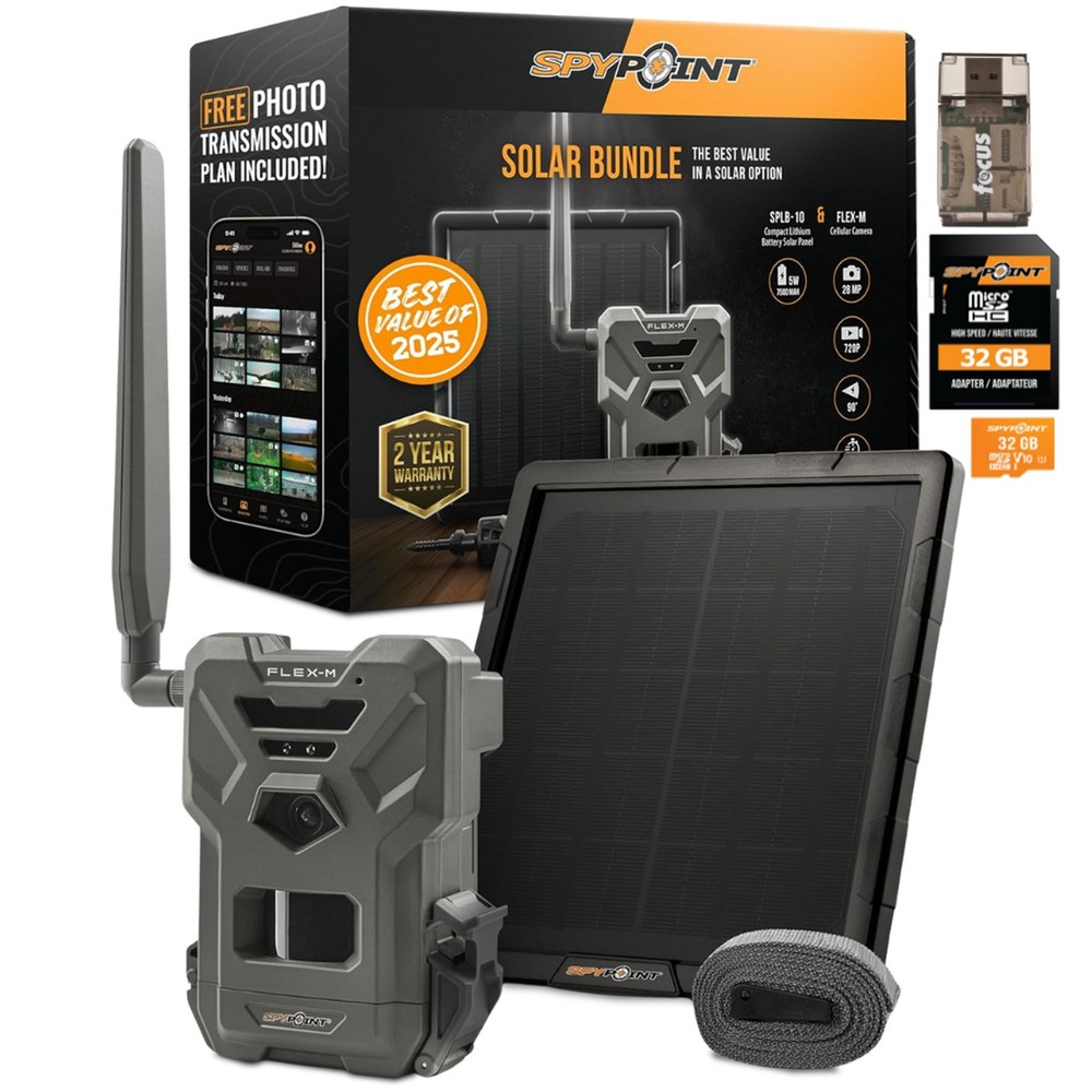 Spypoint FLEX-M Trail Camera SPLB 10 Solar Panel Bundle Hunting Gear