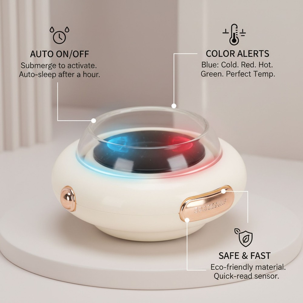 LED Bath Thermometer Cute Spacecraft Shape Temperature Alerts For Bathing Fun