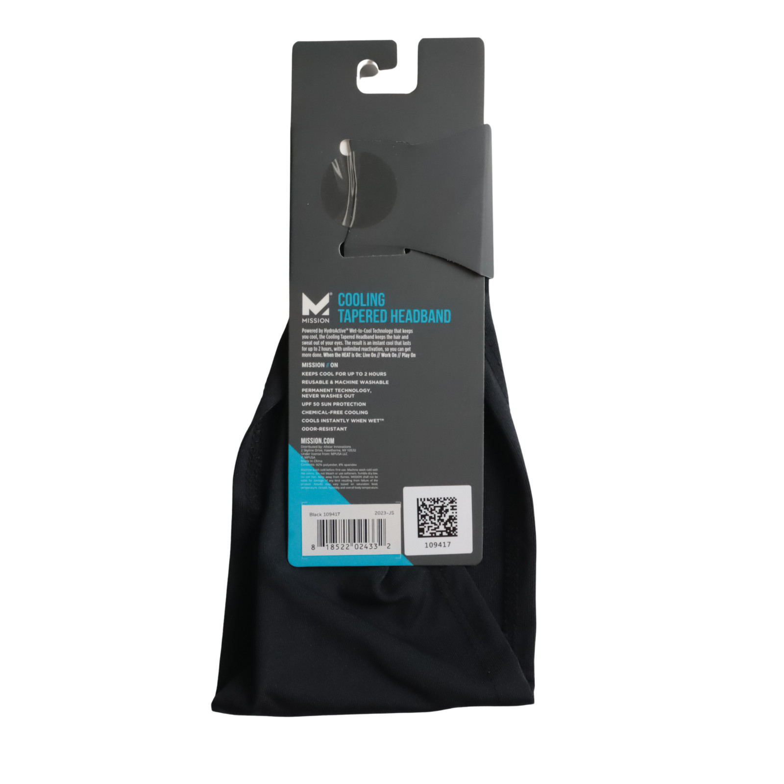 MISSION Activewear Cooling Tapered Headband 3-Pack – Black – One Size Fits Most