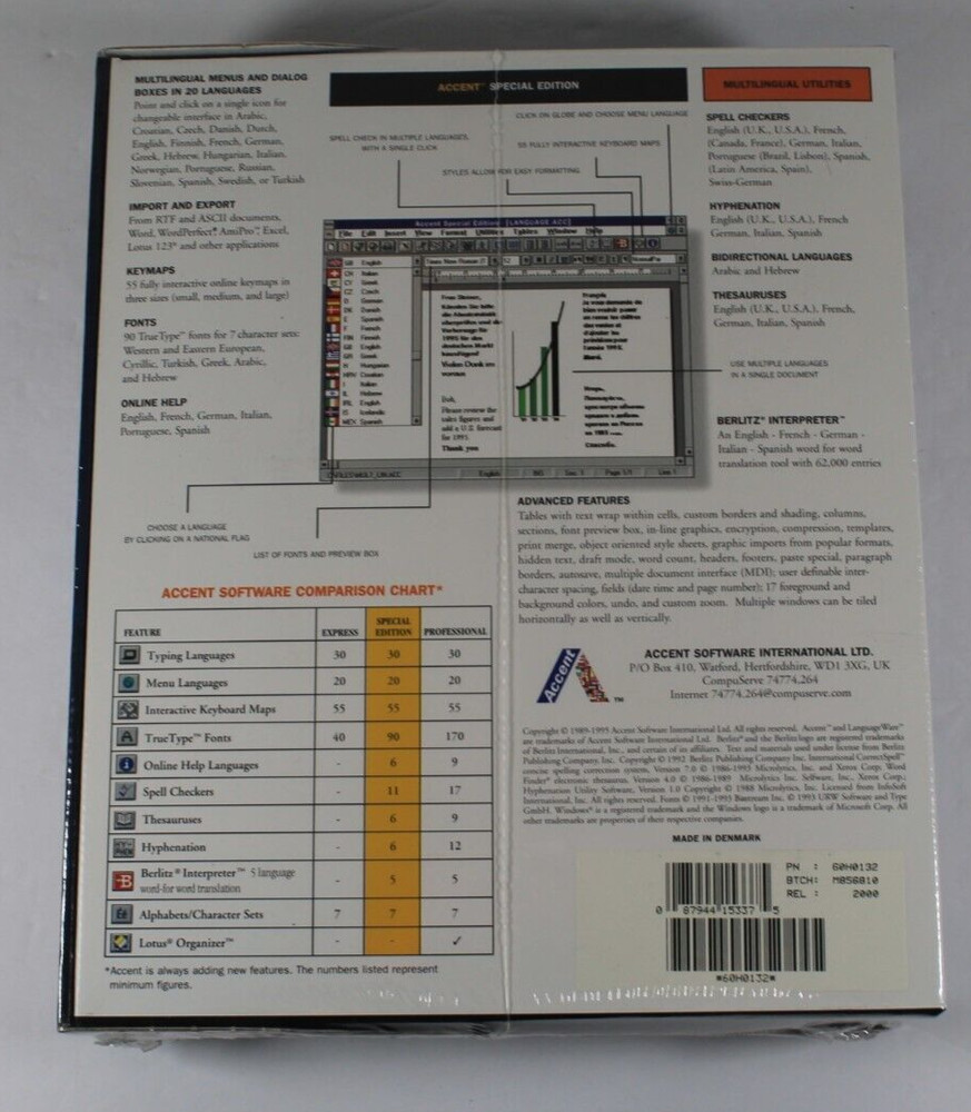 Vtg Software - Accent Special Edition - Word Processing for Windows 3.1 SEALED