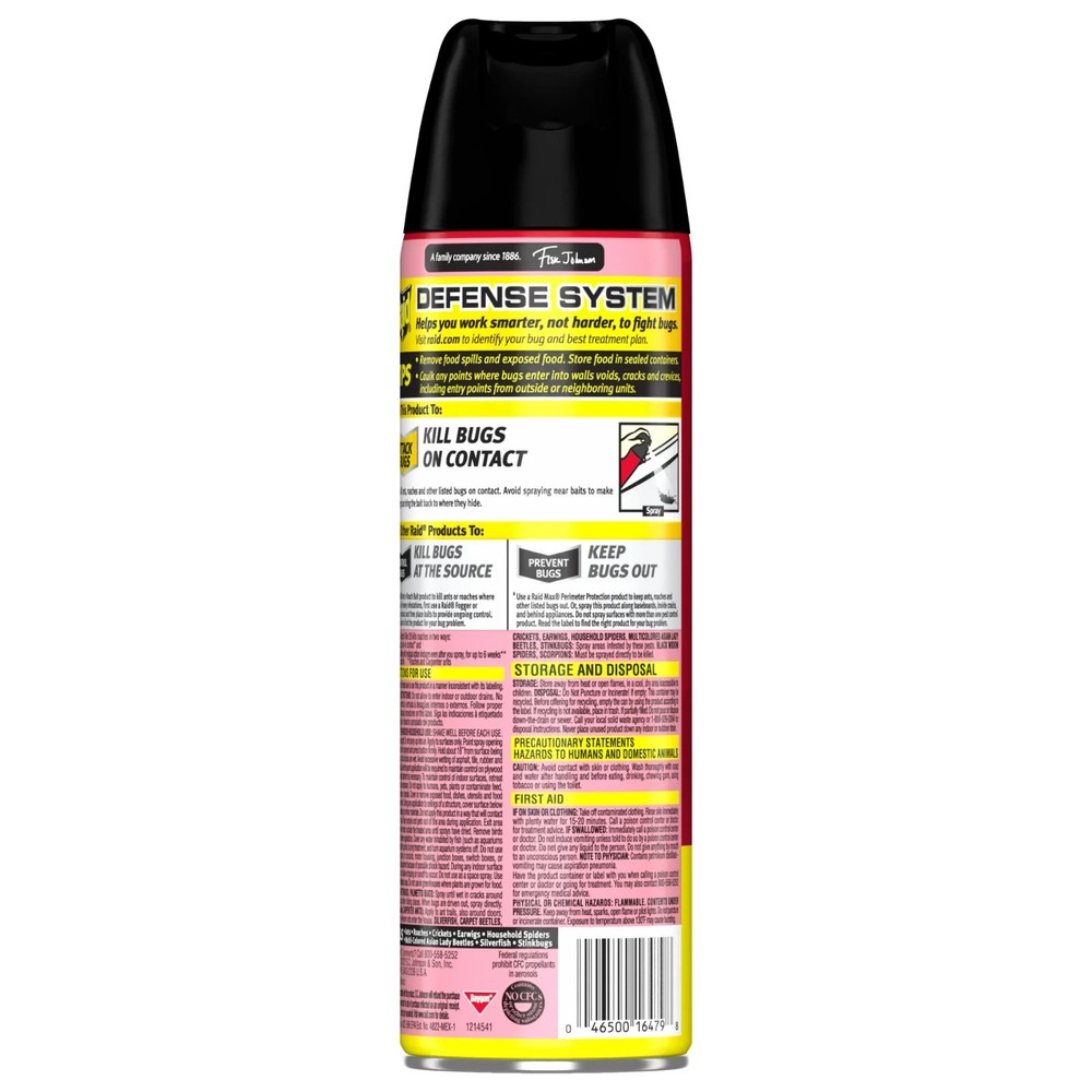 Raid Ant & Roach Killer Spray for bugs, Keeps Killing for Weeks, Lemon Scent