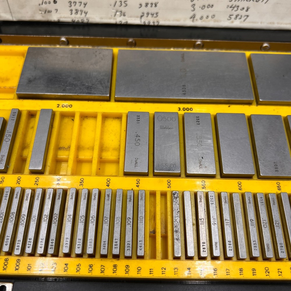DOALL PRECISION GAGE BLOCKS PARTIAL SET RANGE SET METAL INCOMPLETE