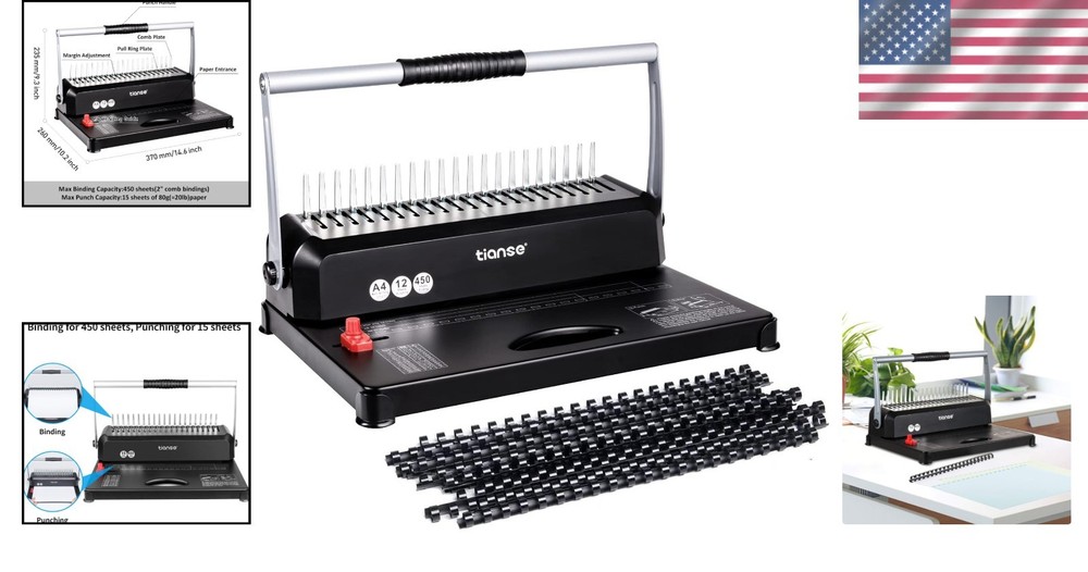 Heavy-Duty Binding Machine: Binds 450 Sheets with Customizable Margin Settings