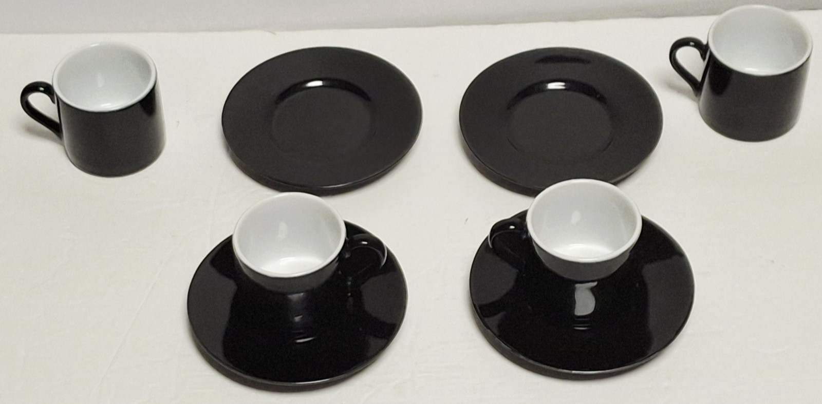 Signature black and white espresso cups and saucers set of 4