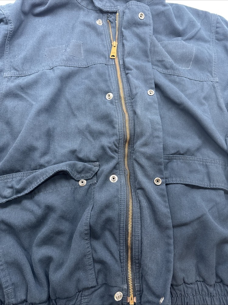 Size LARGE Men’s Bulwark FR Jacket Fire Flame Resistant Work Jacket Navy Blue