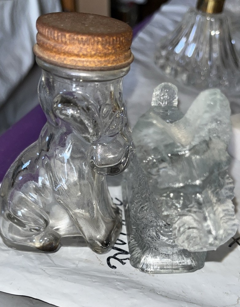 Vintage 2- Dogs  Figural Glass Candy Container