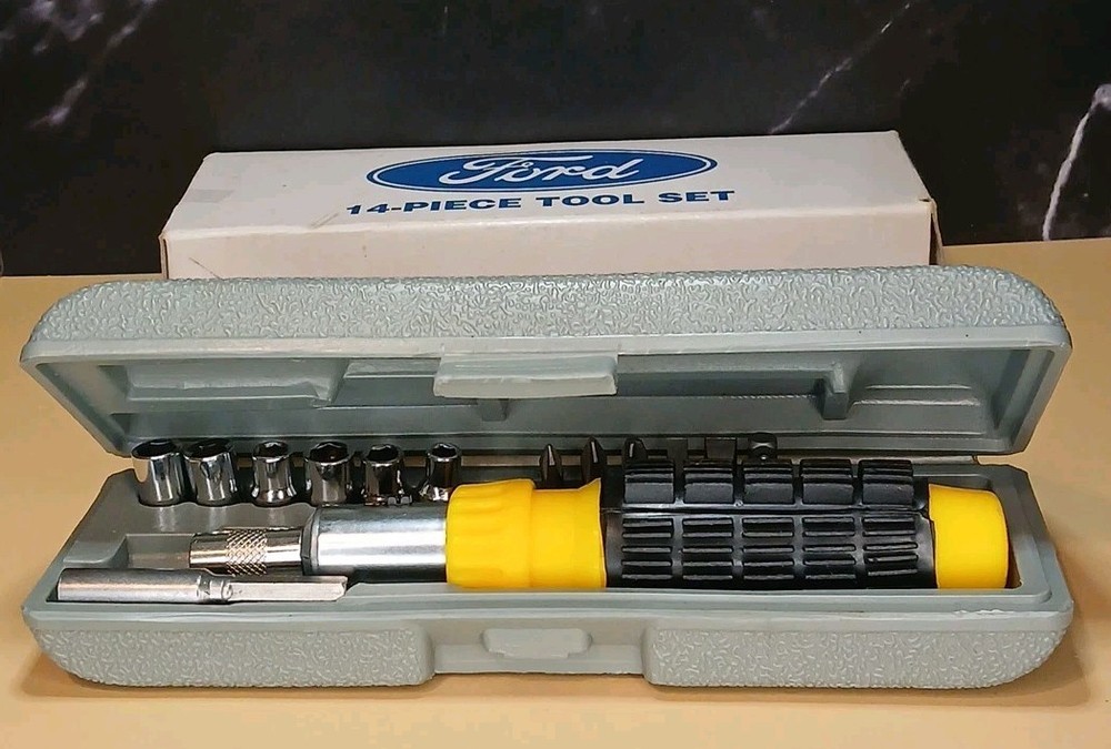 Classic 14 PC FORD Ratchet Screwdriver Compact Multi Purpose Tool Set