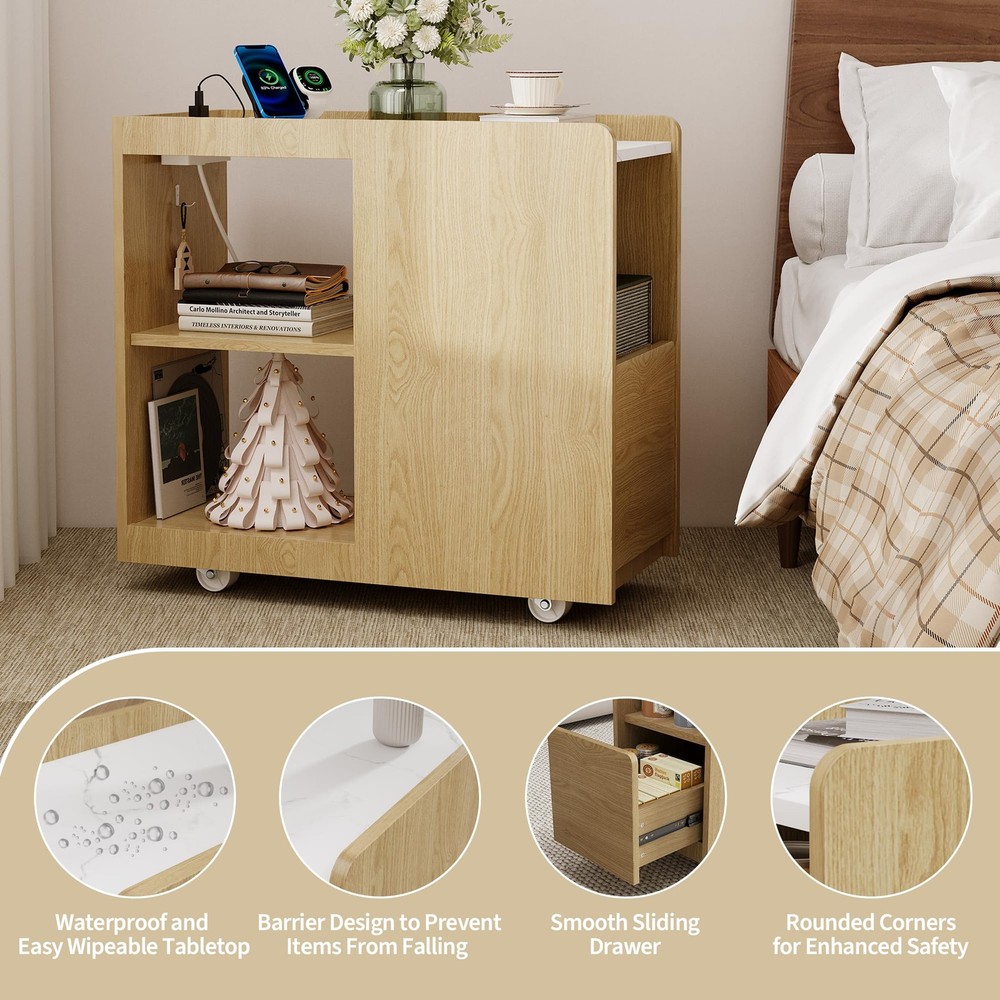 Side Table with Wheels