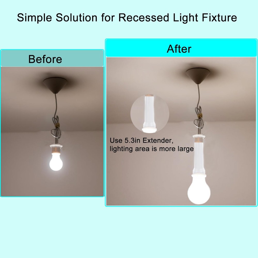 Light Socket Extender, E26/E27 Bulb Extender Standard White