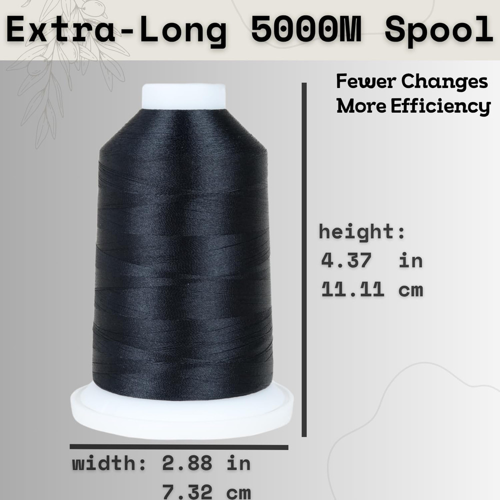 Vibrant 10-Color Trilobal Polyester Thread Set - 5000M Tangle-Free Spools