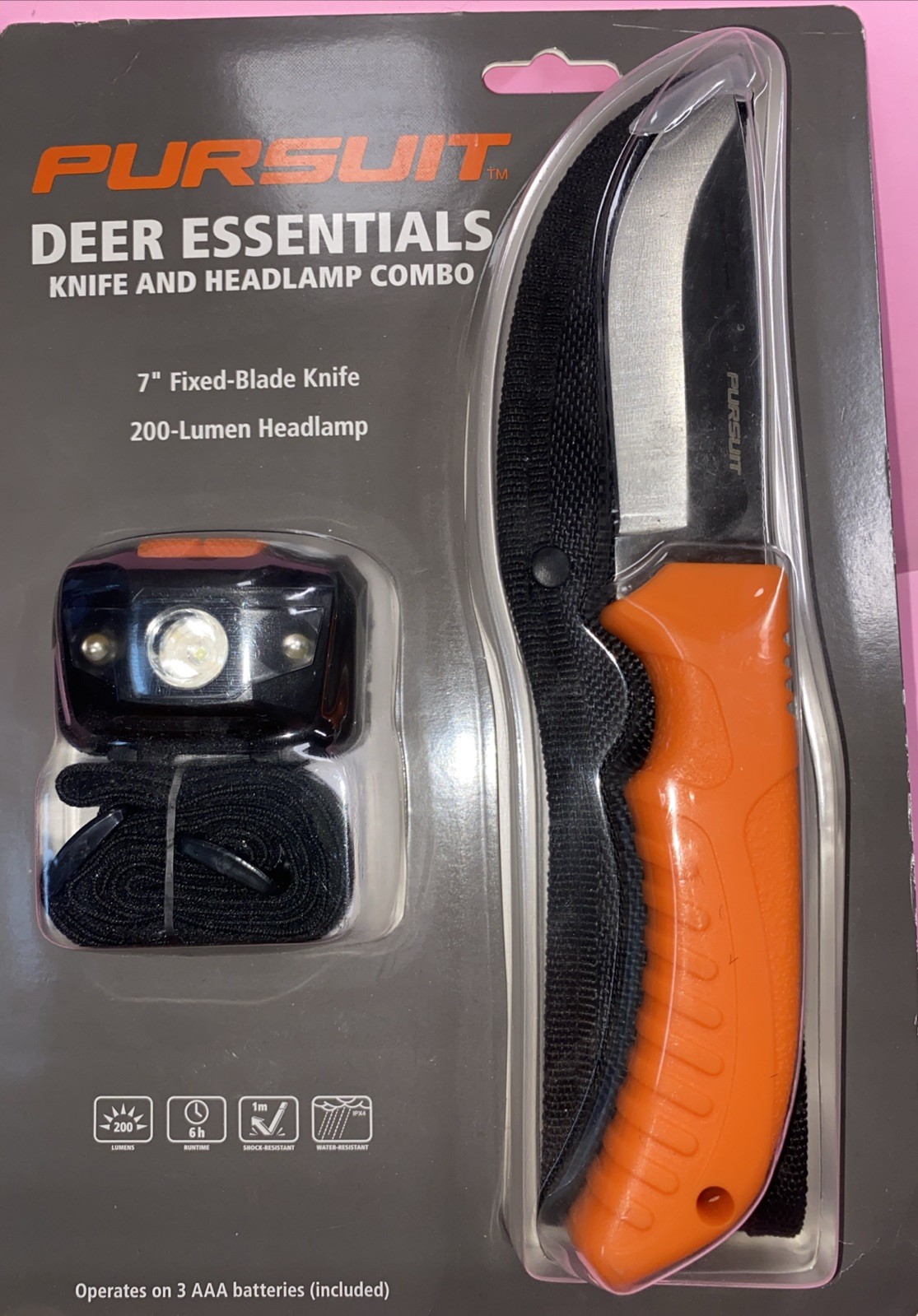 PURSUIT DEER ESSENTIALS KNIFE AND HEADLAMP COMBO