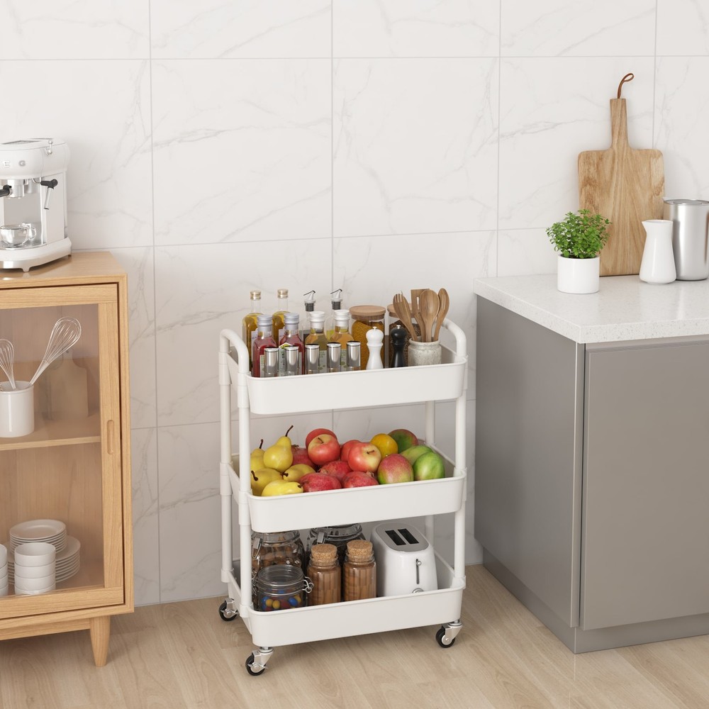 Rolling Utility Storage Shelves Multifunction Plastic Storage Trolley Service